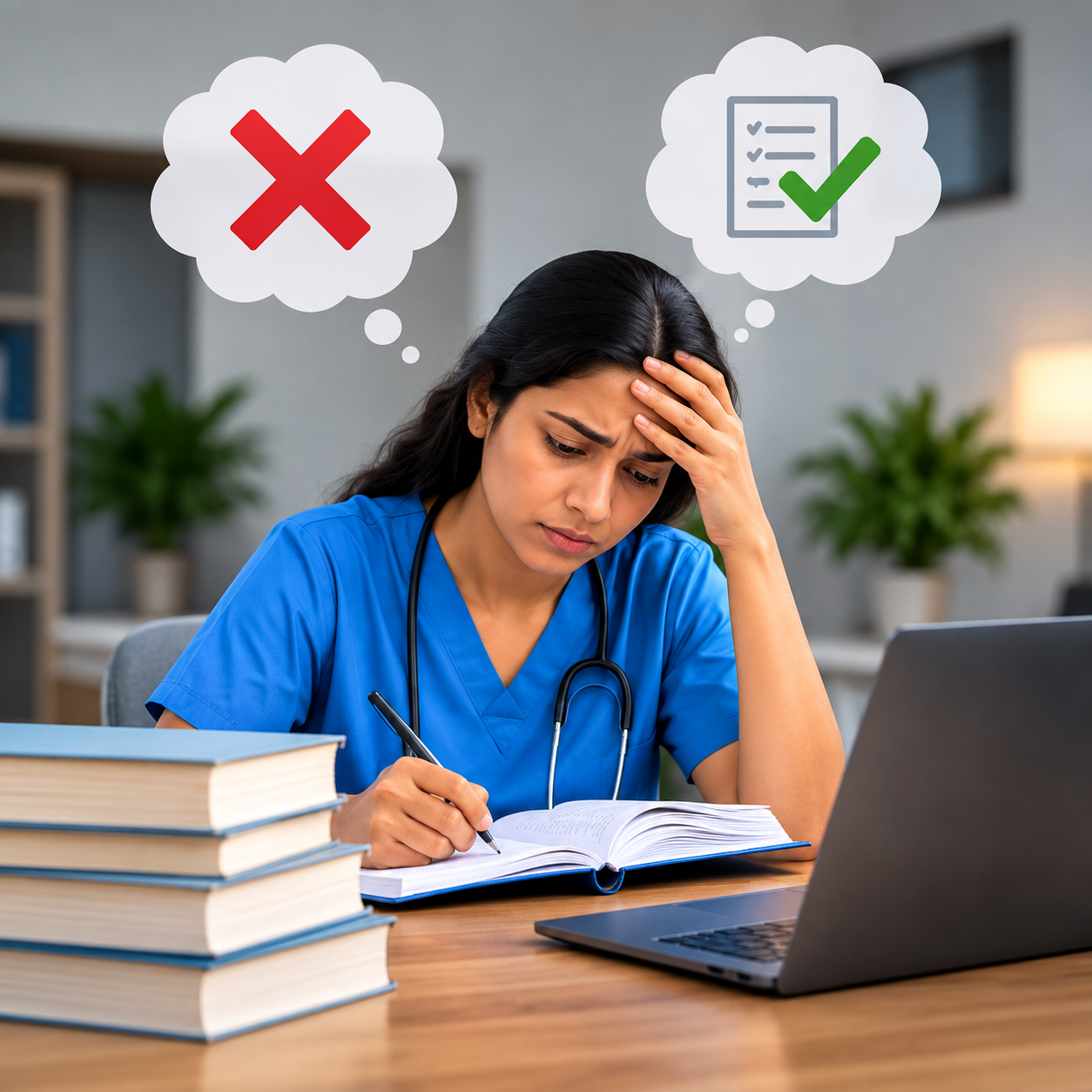 Stressed Nurse Balancing Choices